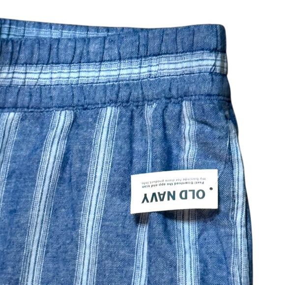 NWT Old Navy Womens High-Waisted Linen-Blend Wide-Leg Pants Striped BOHO Size M - Picture 4 of 8